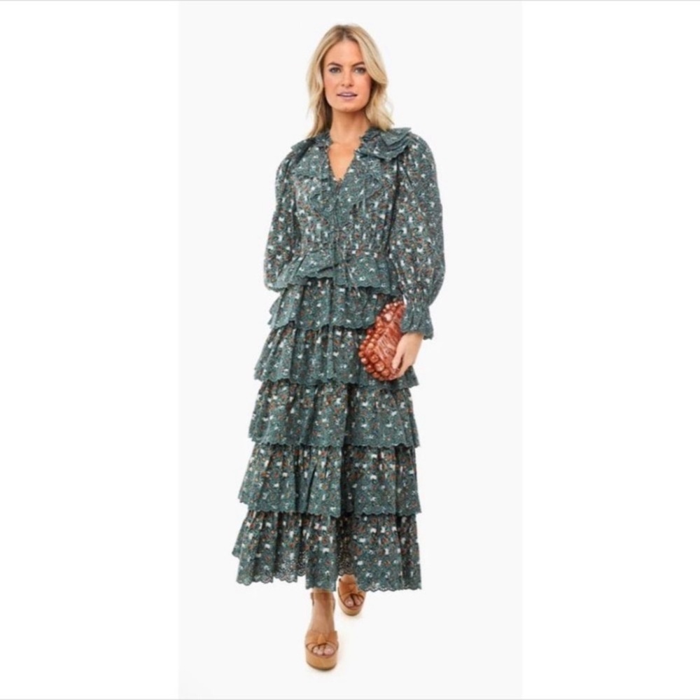 ULLA JOHNSON Odile Eyelet Dragonfly Green Sz 0